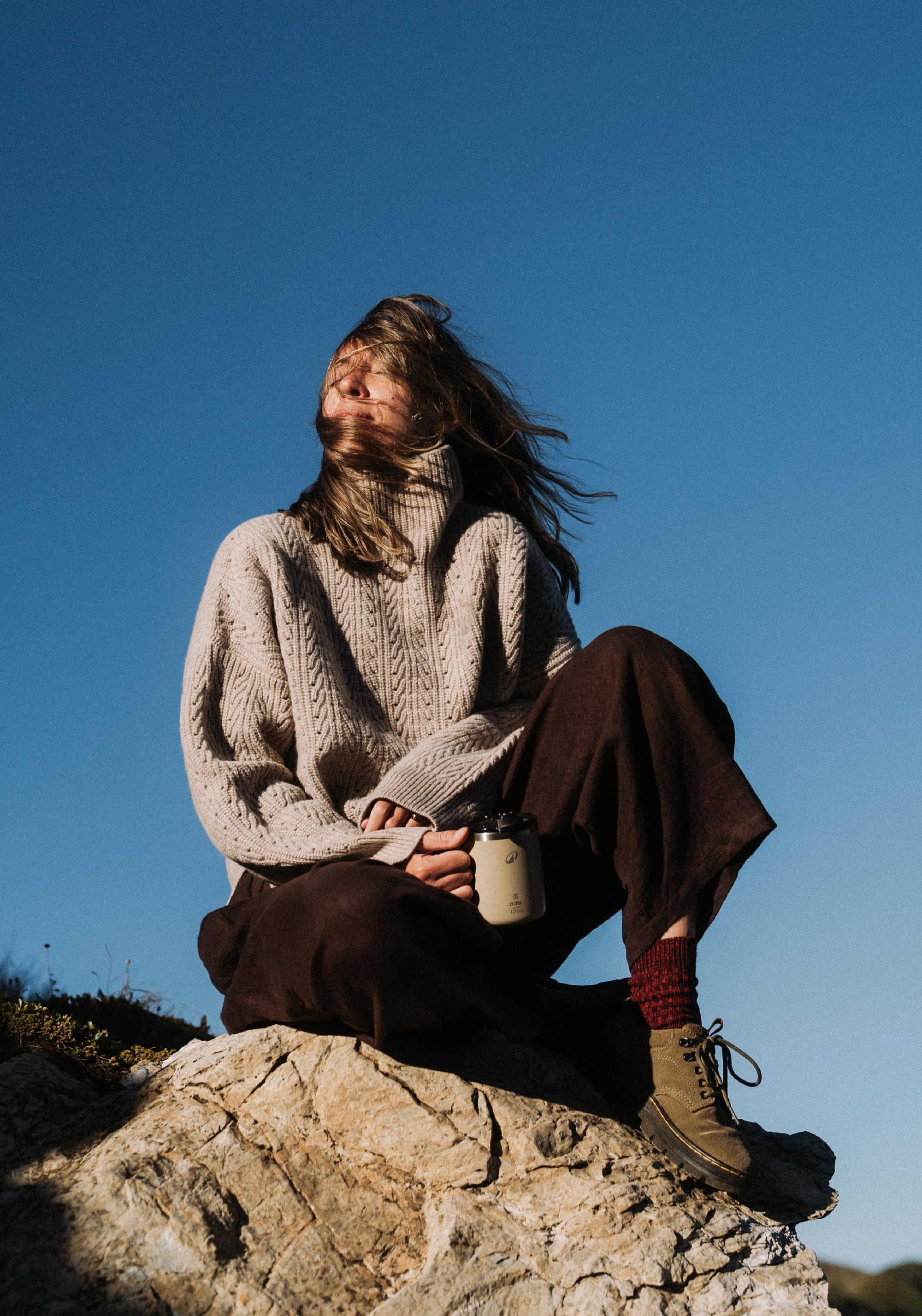 Șosete Thick din lână merinos - Signal Red Melange