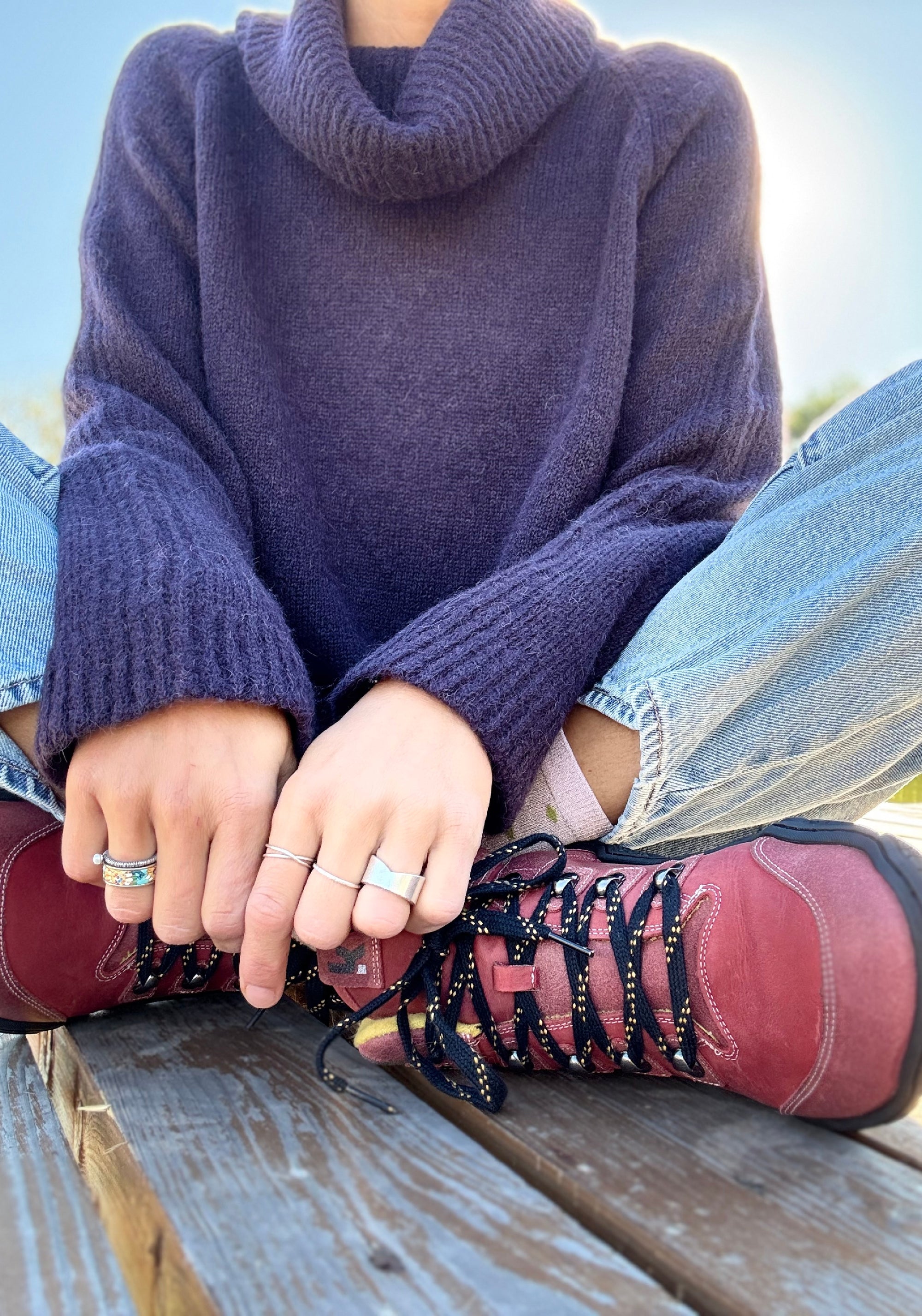 Pulover femei baby alpaca - Bleuenn Eggplant