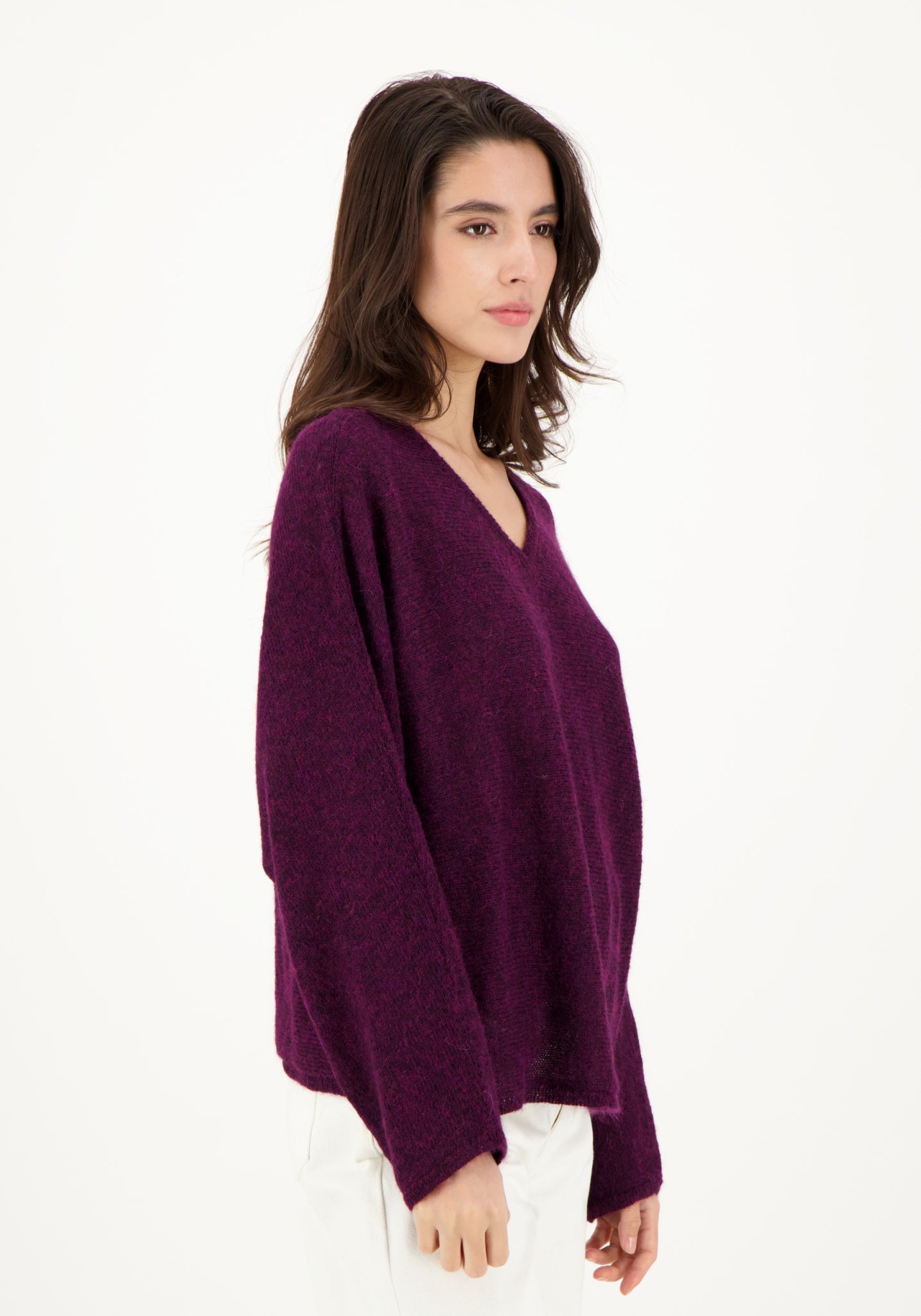 Pulover femei baby alpaca - Damia Chine Plum Les Racines du Ciel HipHip.ro