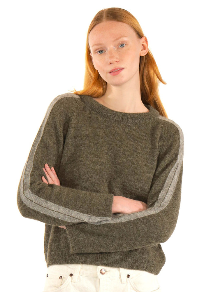 Pulover femei baby alpaca - Ilda Kaki/Grey