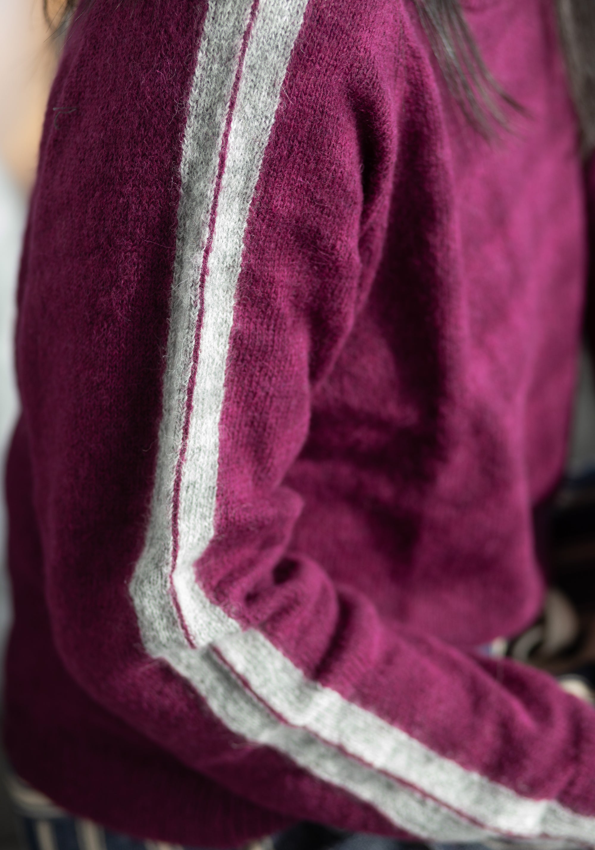 Pulover femei baby alpaca - Ilda Plum/Grey