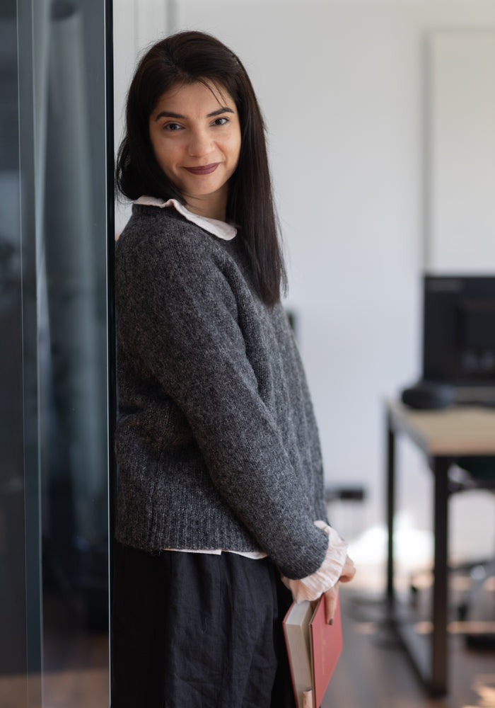 Pulover femei din alpaca și bumbac Pima - Danae Anthracite