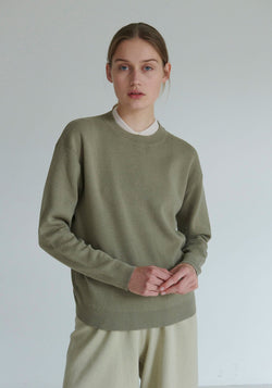 Sweatshirt femei din bumbac - Fine Knit Sage FUB Woman HipHip.ro