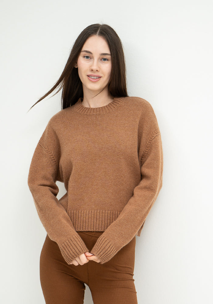 Pulover femei din cașmir și lână - Iris Camel