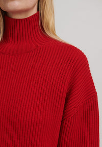 Pulover femei din lână merinos - Knit Pure Red XS