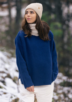 Pulover femei din lână - Rib Royal Blue FUB Woman HipHip.ro