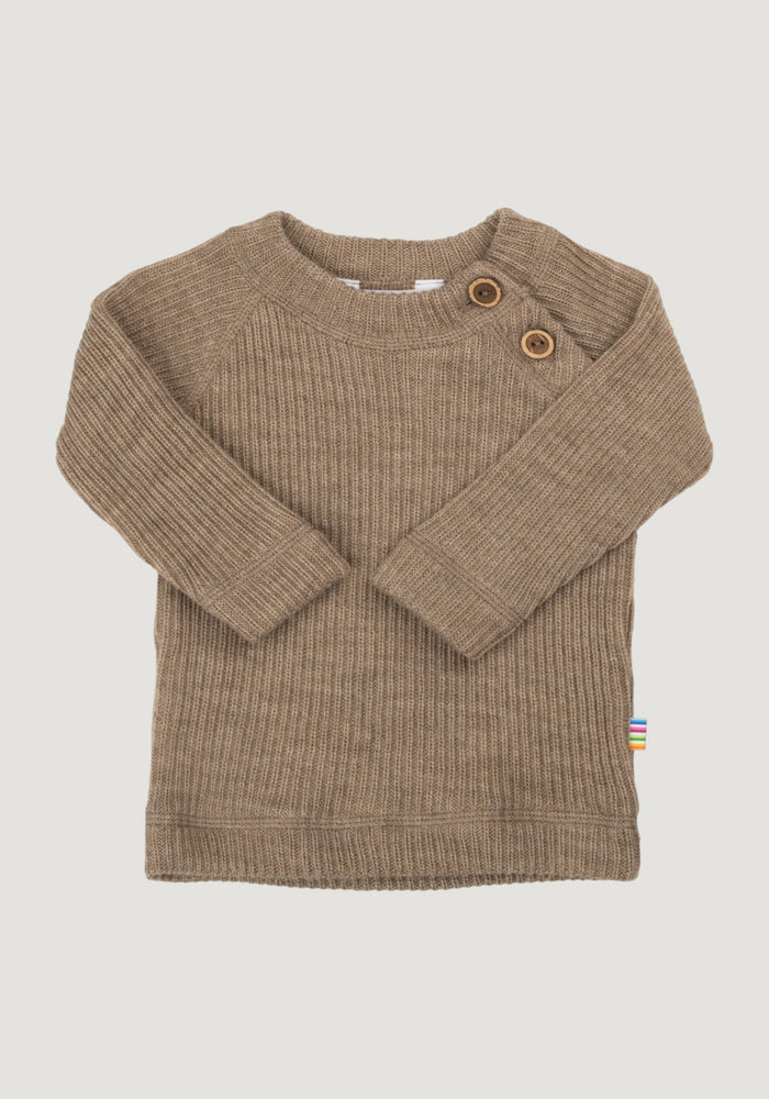 Pulover lână merinos - Rib Beige Melange