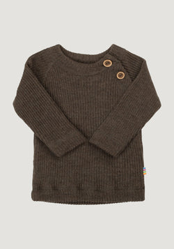 Pulover lână merinos - Rib Dark Brown