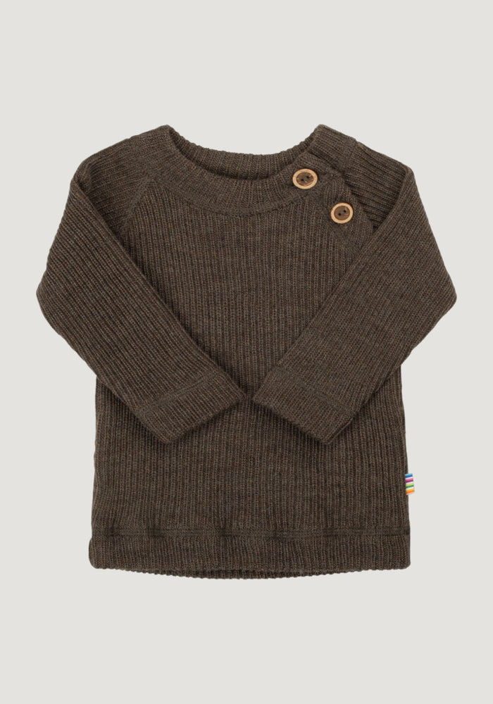 Pulover lână merinos - Rib Dark Brown