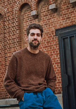 Pulover tricotat bărbați din lână reciclată - Brome Spackled Chocolate