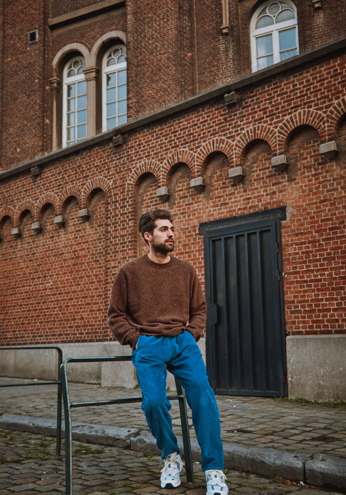 Pulover tricotat bărbați din lână reciclată - Brome Spackled Chocolate