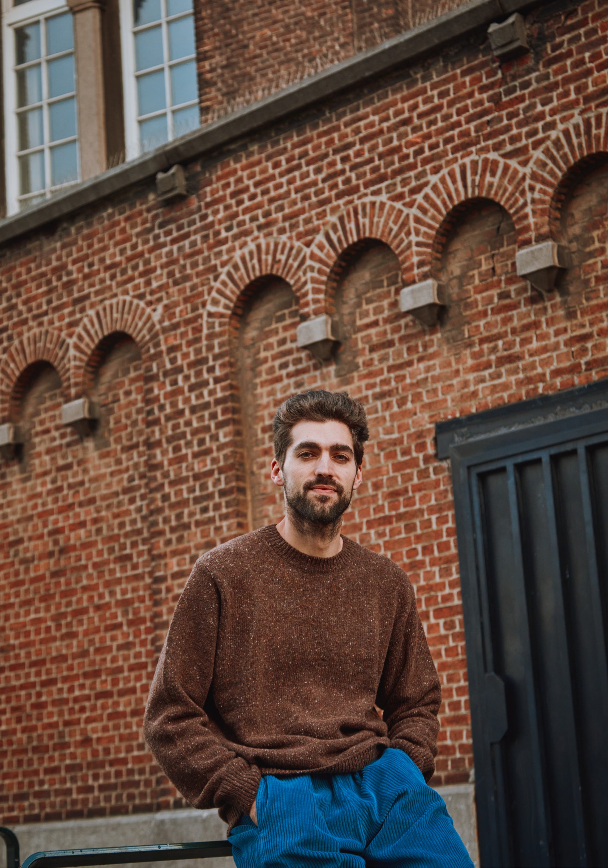 Pulover tricotat bărbați din lână reciclată - Brome Spackled Chocolate