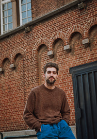 Pulover tricotat bărbați din lână reciclată - Brome Spackled Chocolate