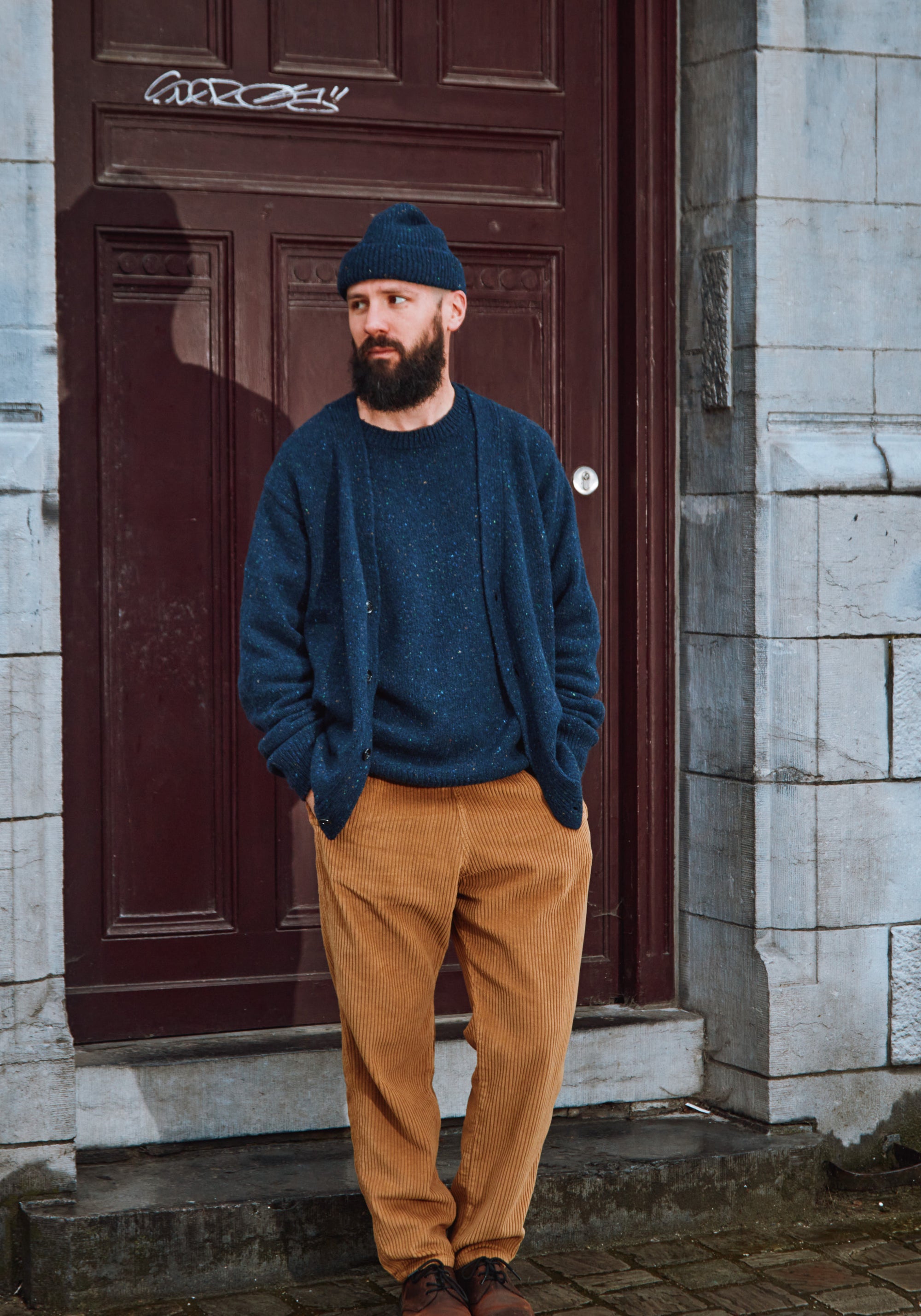 Pulover tricotat bărbați din lână reciclată - Brome Spackled Midnight