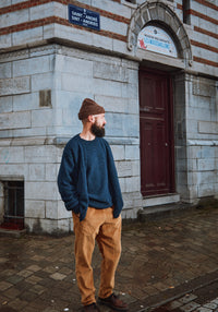 Pulover tricotat bărbați din lână reciclată - Brome Spackled Midnight