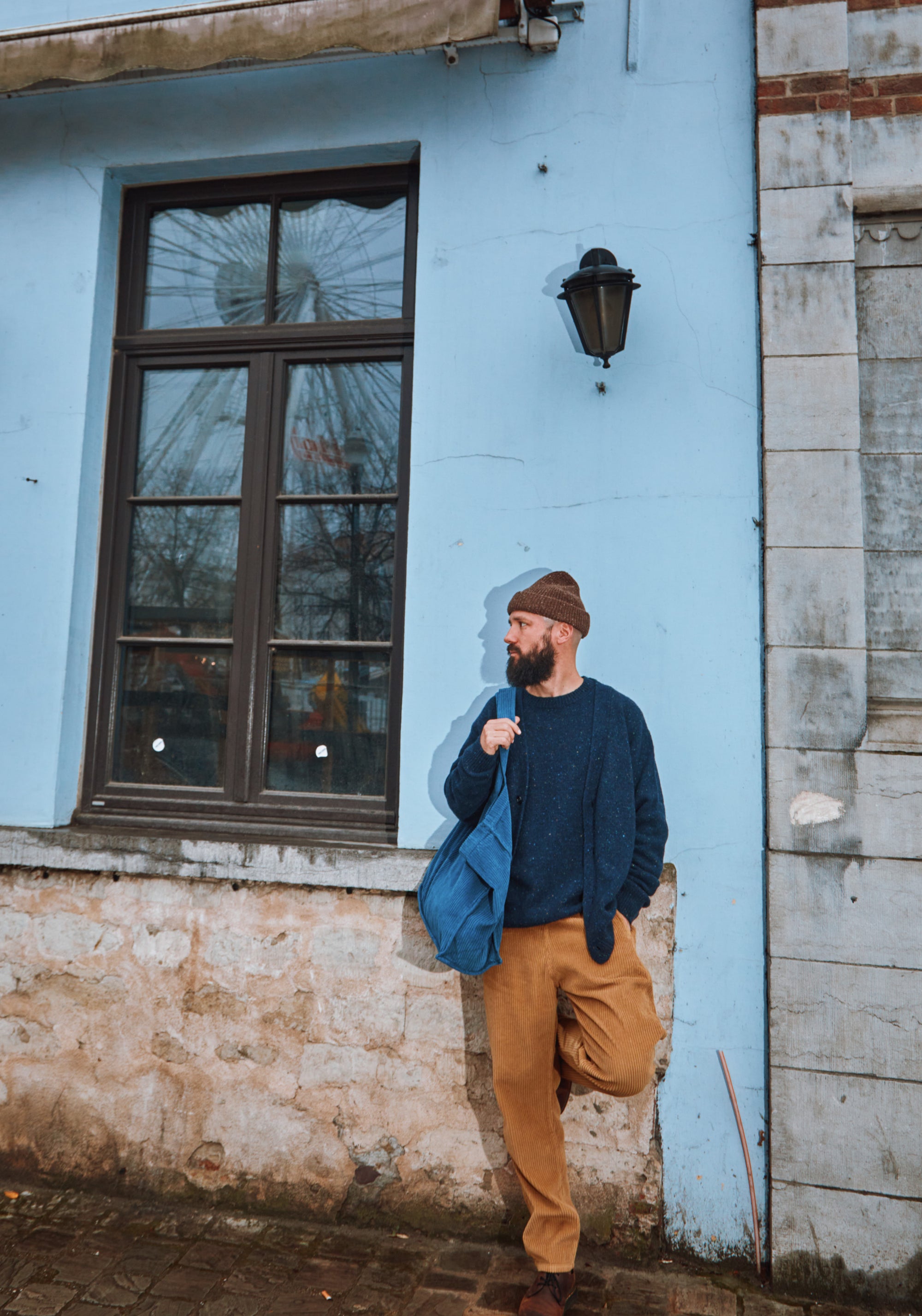 Pulover tricotat bărbați din lână reciclată - Brome Spackled Midnight