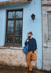 Pulover tricotat bărbați din lână reciclată - Brome Spackled Midnight