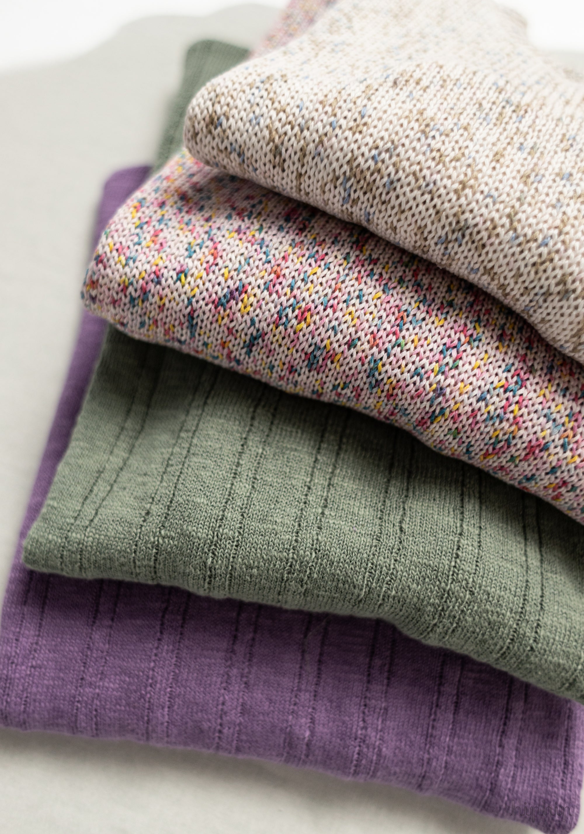 Pulover tricotat din bumbac și in - Lilac