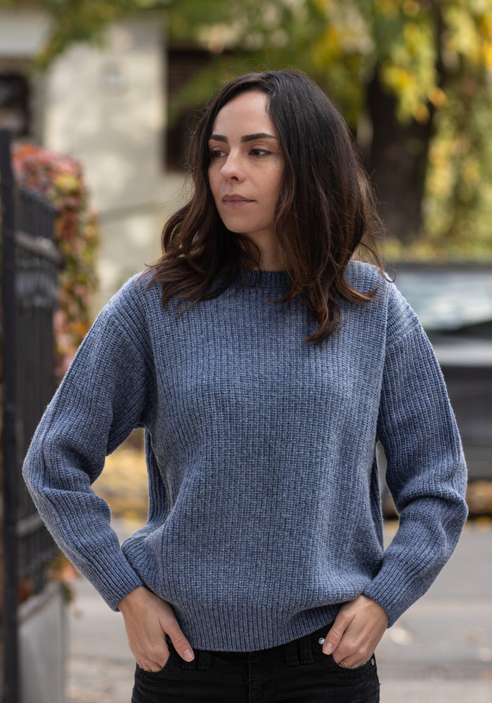 Pulover tricotat din lână și cașmir - Pissenlit Blue Jean