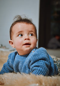 Pulover tricotat din lână și cașmir reciclate - Pissenlit Blue Jean