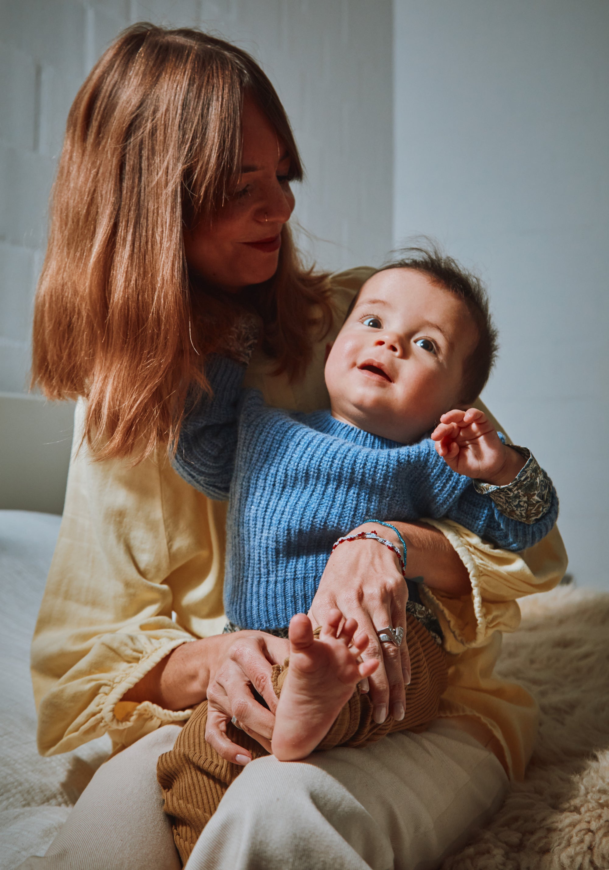 Pulover tricotat din lână și cașmir reciclate - Pissenlit Blue Jean