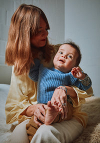 Pulover tricotat din lână și cașmir reciclate - Pissenlit Blue Jean