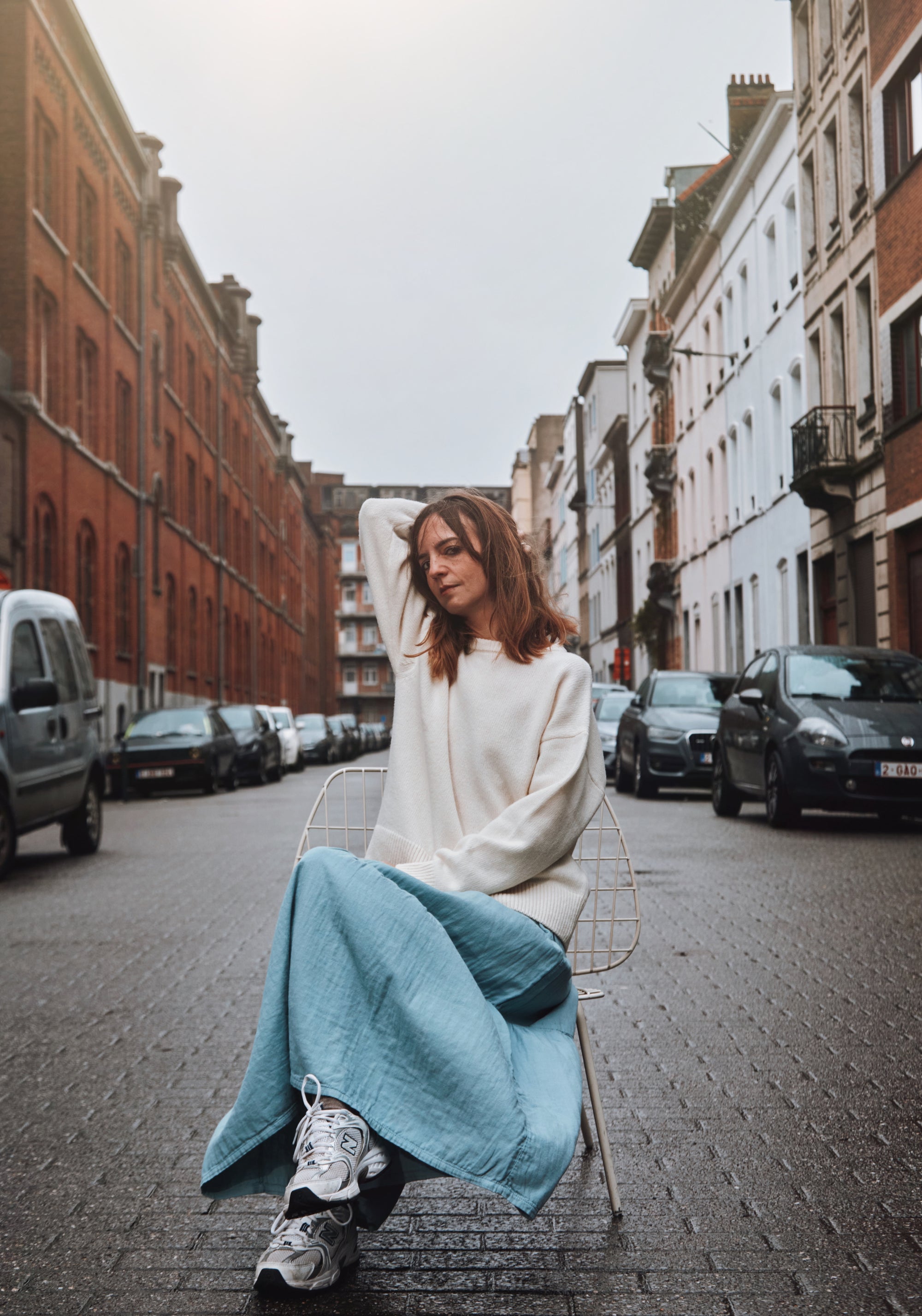 Pulover tricotat femei din lână reciclată - Azalee Ivory