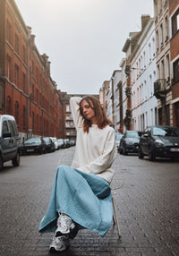 Pulover tricotat femei din lână reciclată - Azalee Ivory