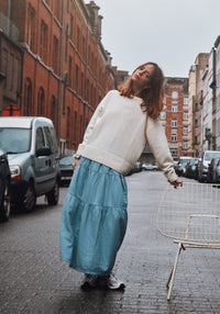 Pulover tricotat femei din lână reciclată - Azalee Ivory