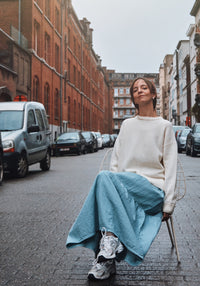 Pulover tricotat femei din lână reciclată - Azalee Ivory