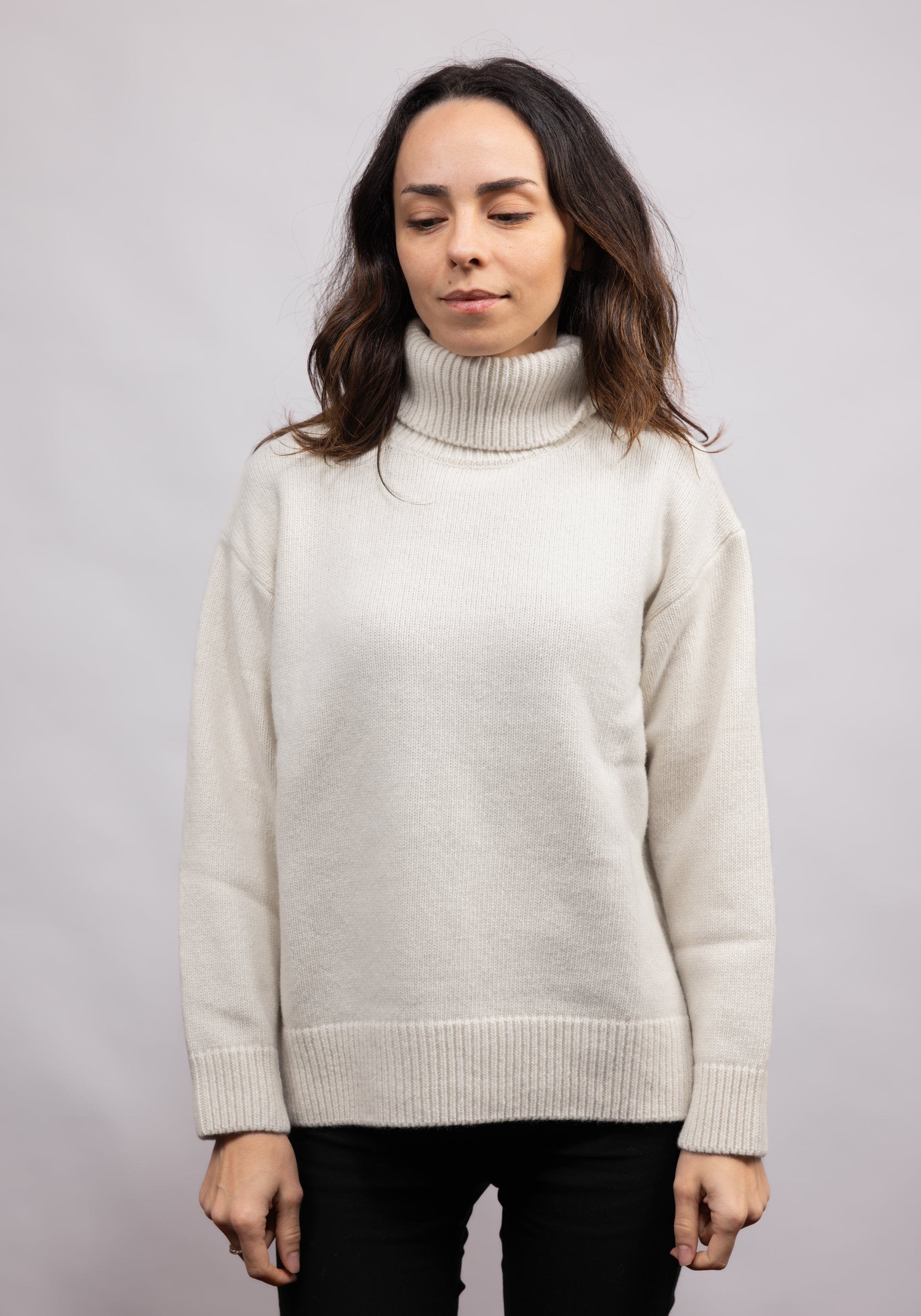 Pulover tricotat femei din lână - Baie Ivory