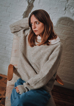 Pulover tricotat femei din lână reciclată - The Spackled Seashell