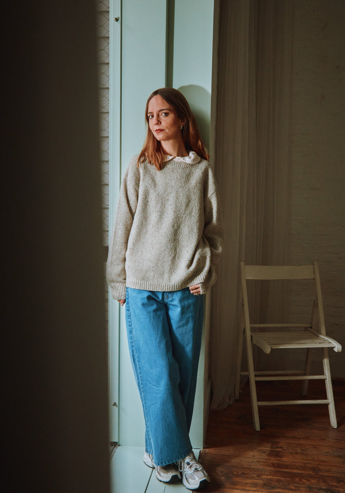 Pulover tricotat femei din lână reciclată - The Spackled Seashell