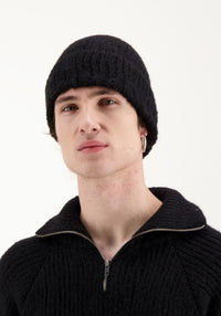 Pulover unisex din alpaca și lână Highland - Boyfriend Troyer Black Les Racines du Ciel HipHip.ro