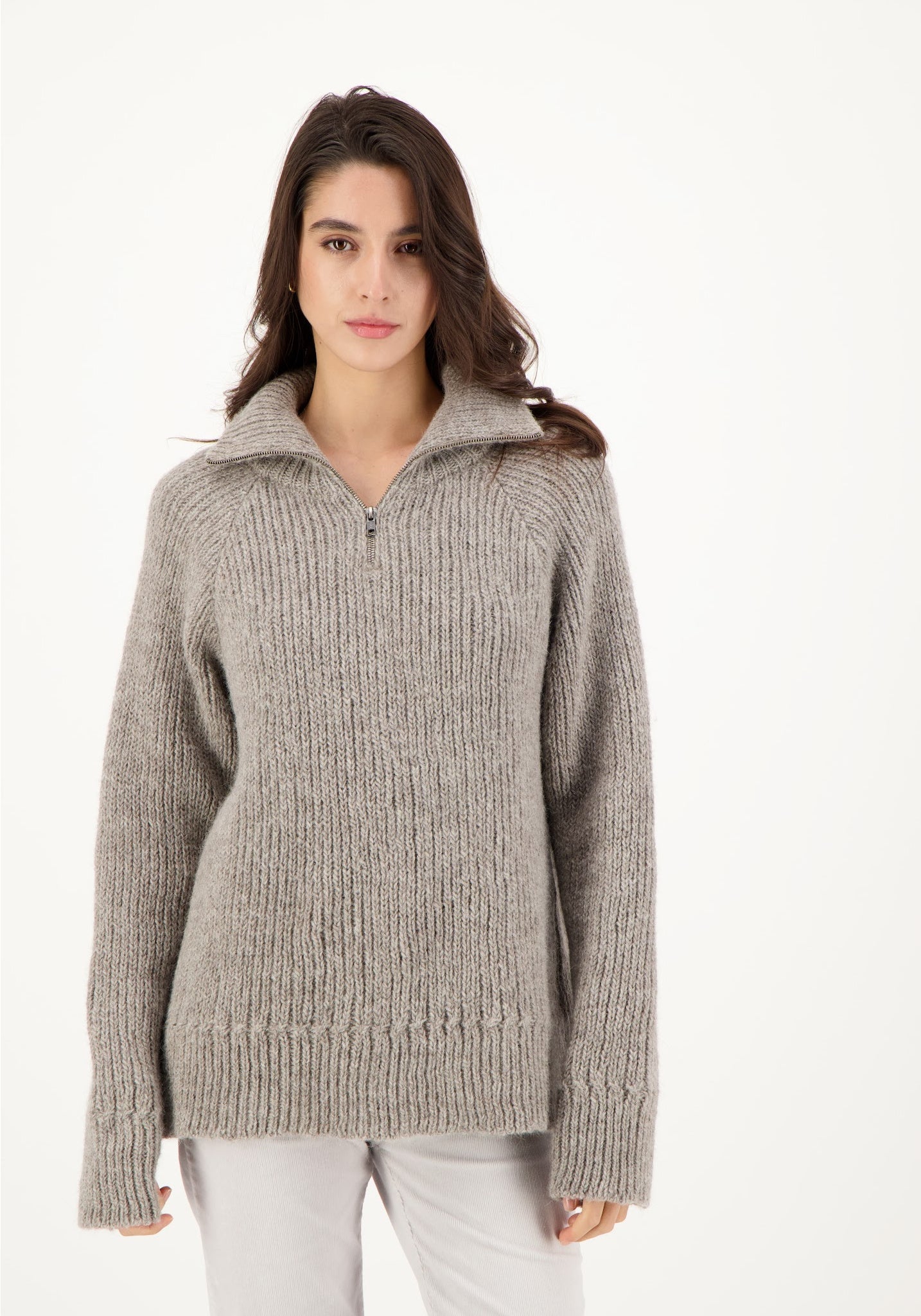 Pulover unisex din alpaca și lână Highland - Boyfriend Troyer Grey Les Racines du Ciel HipHip.ro