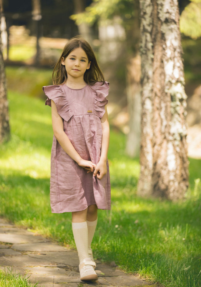 Rochie din in - Mauve