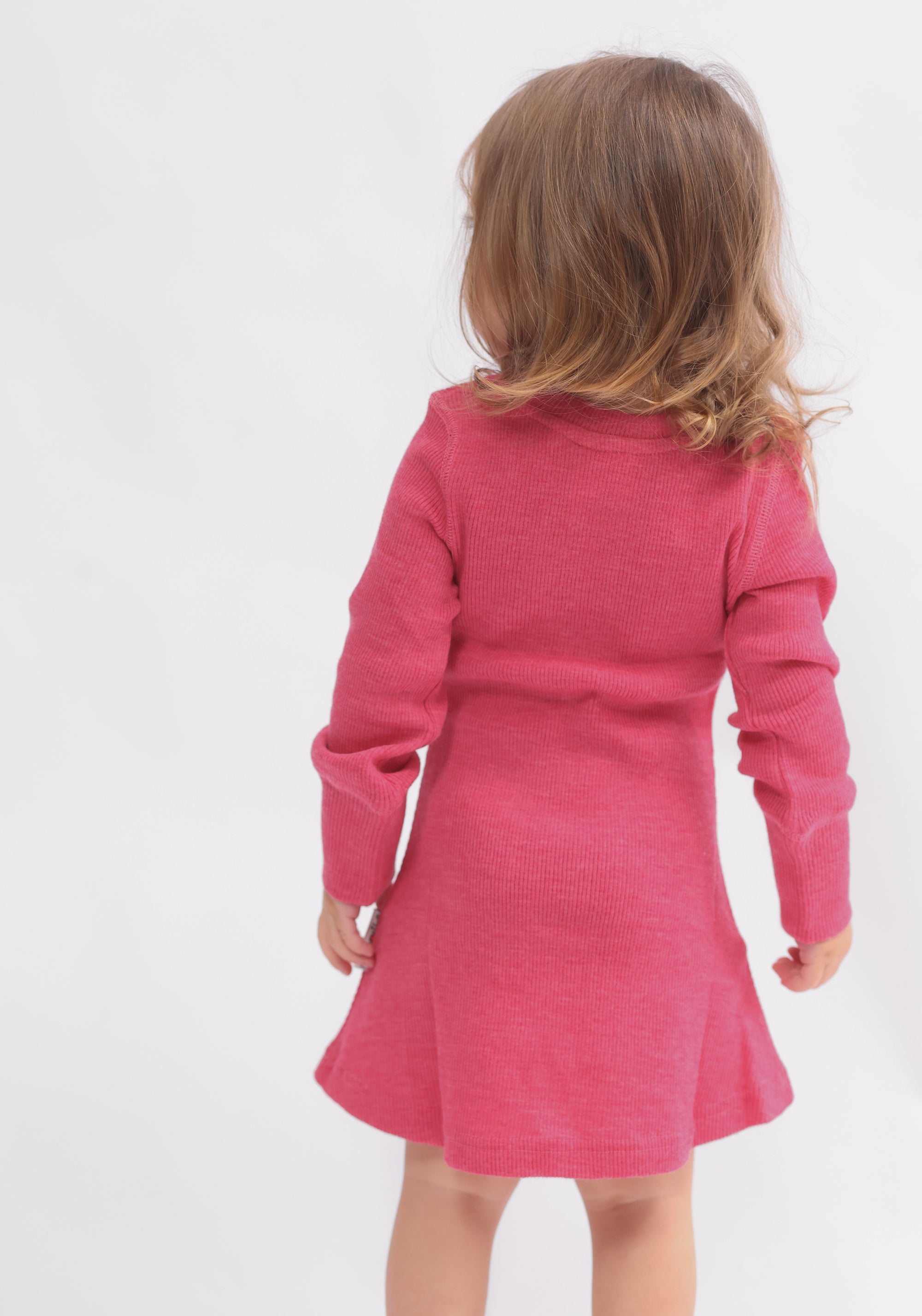 Rochie din lână merinos - Heart Pockets Pop Pink