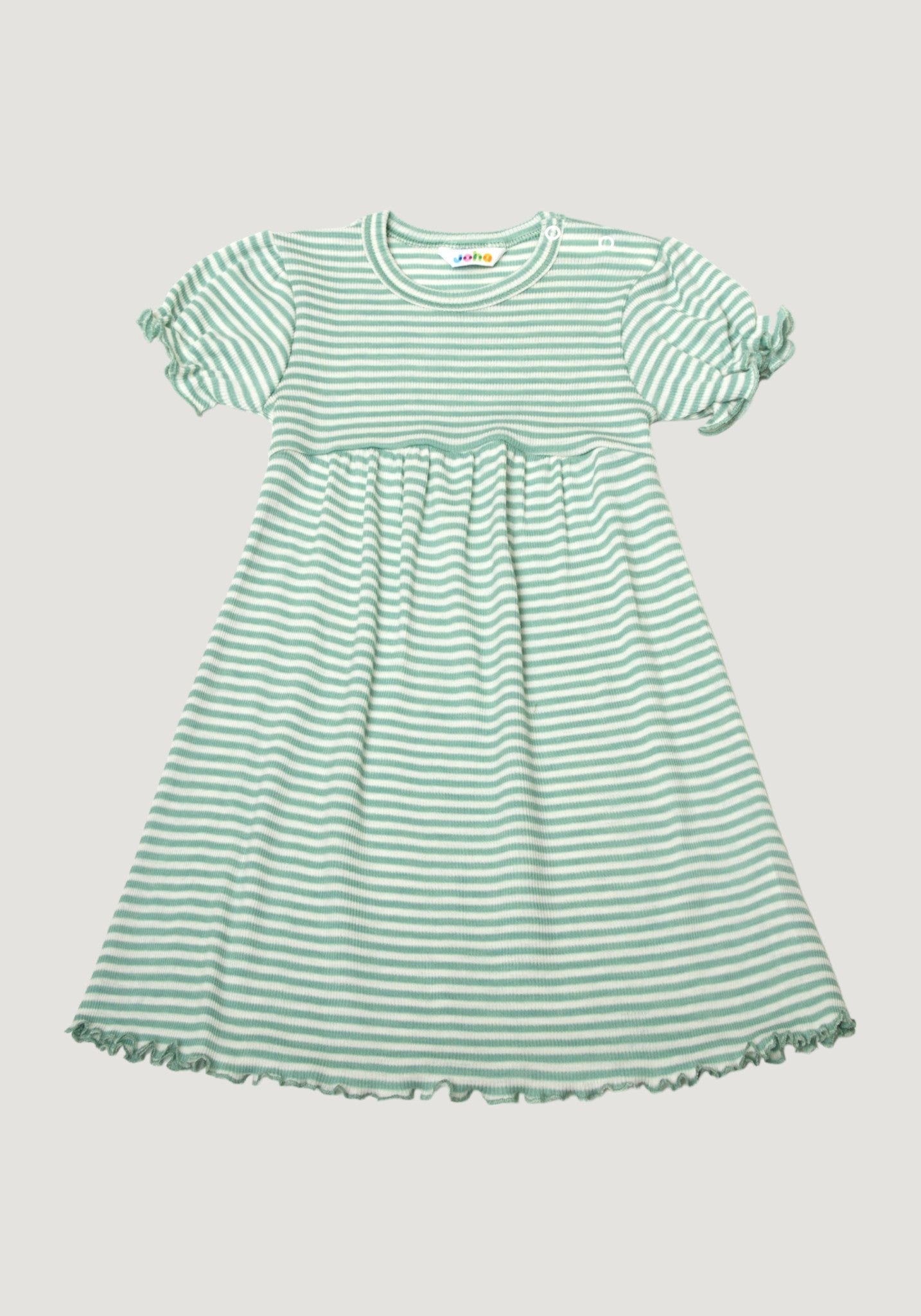 Rochie din lână merinos și mătase - Green Stripe Joha HipHip.ro