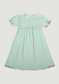 Rochie din lână merinos și mătase - Green Stripe Joha HipHip.ro