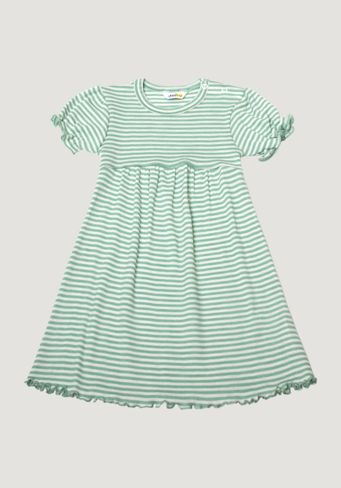 Rochie din lână merinos și mătase - Green Stripe Joha HipHip.ro