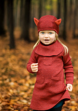 Rochie din lână merinos - Treasure Pockets Wild Pomegranate