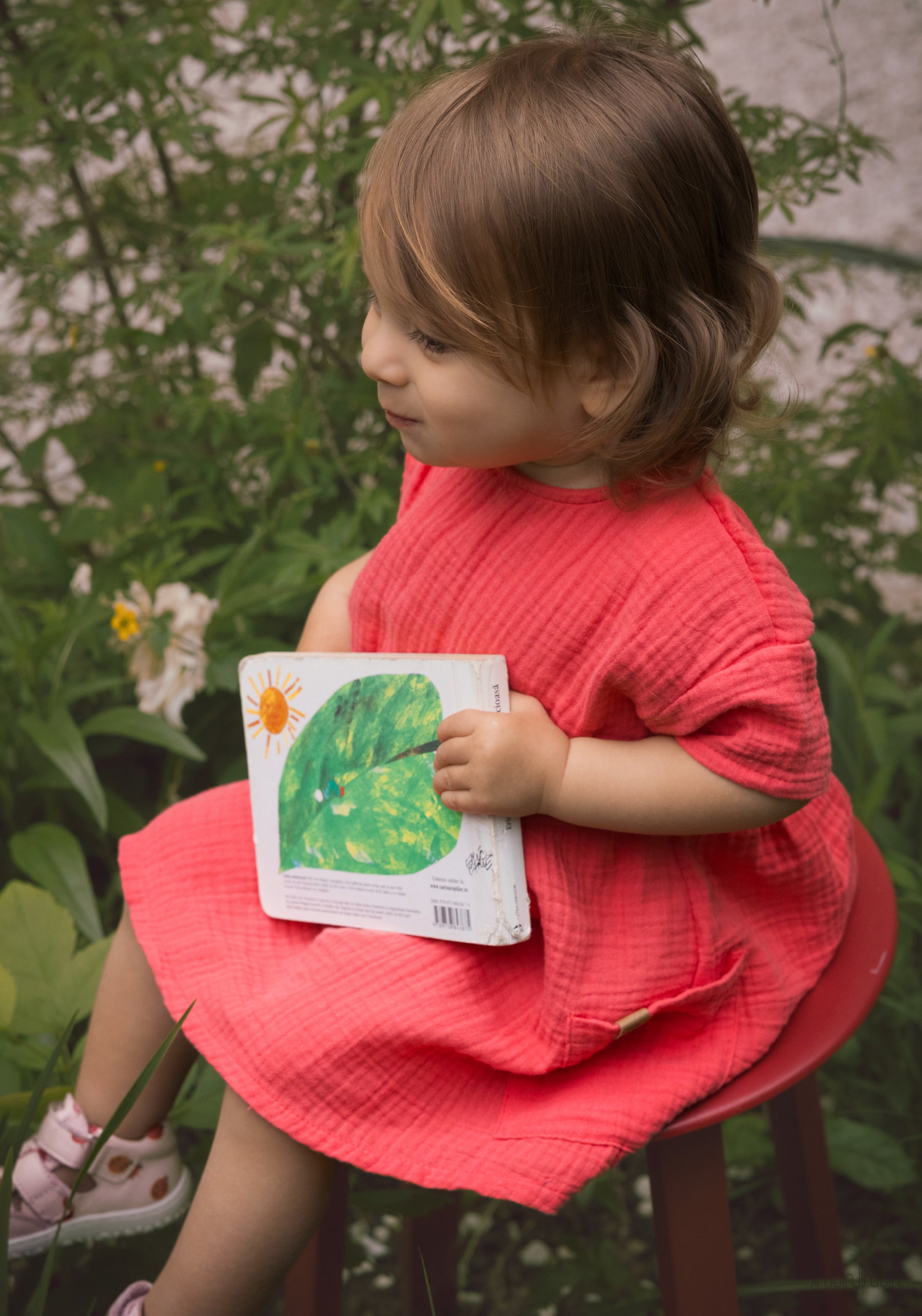 Rochie din muselină dublă de bumbac - Strawberry