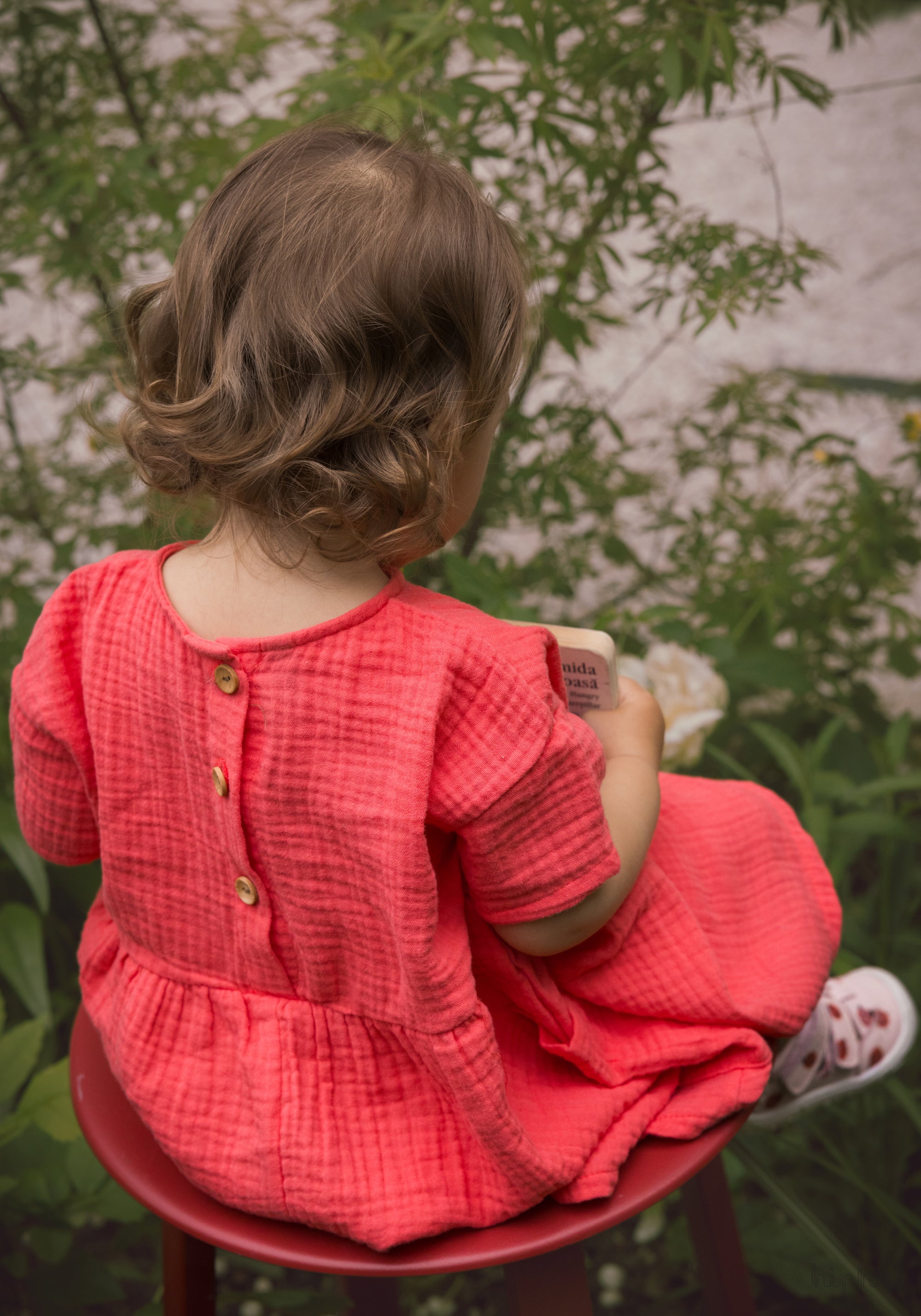 Rochie din muselină dublă de bumbac - Strawberry