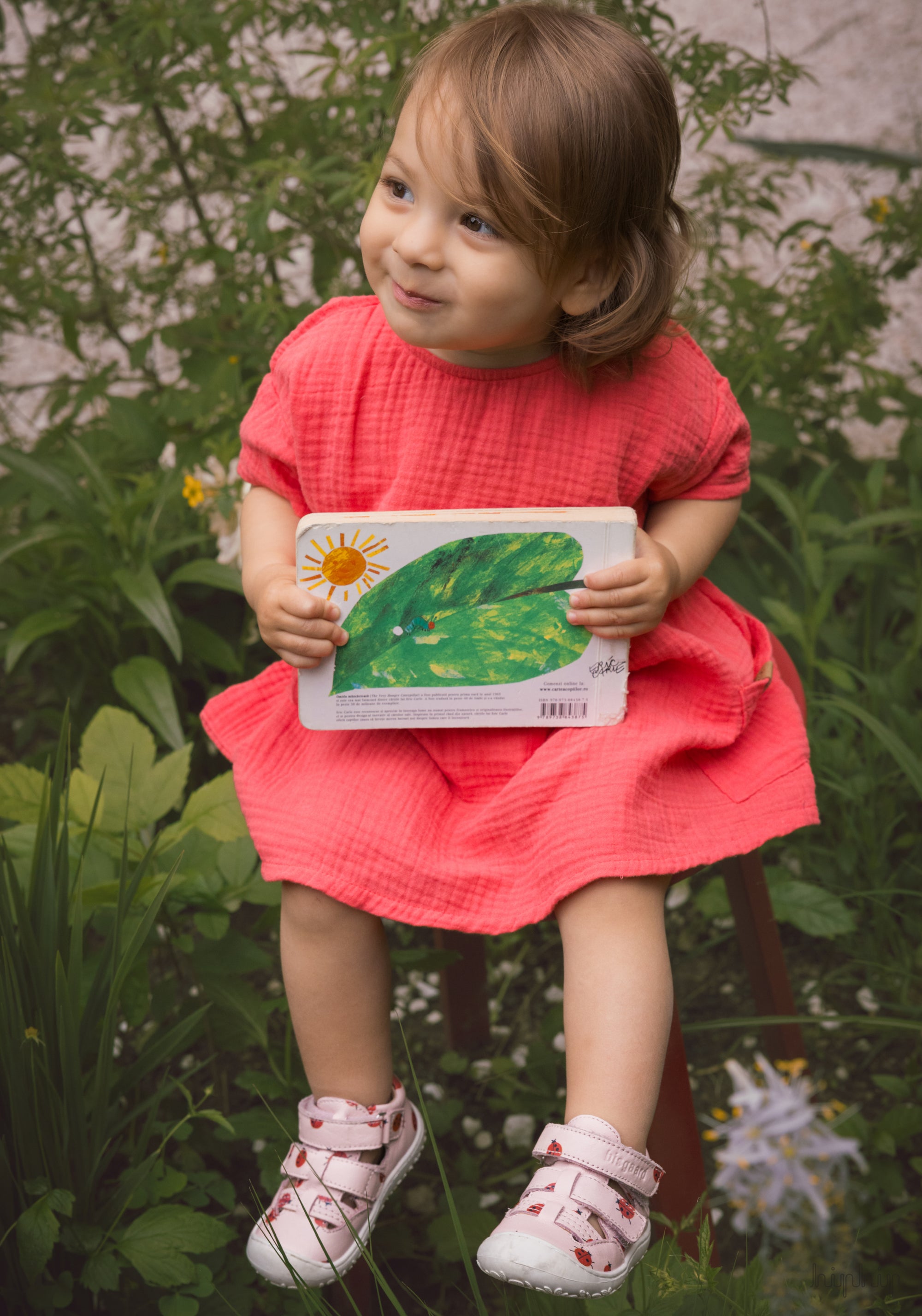 Rochie din muselină dublă de bumbac - Strawberry