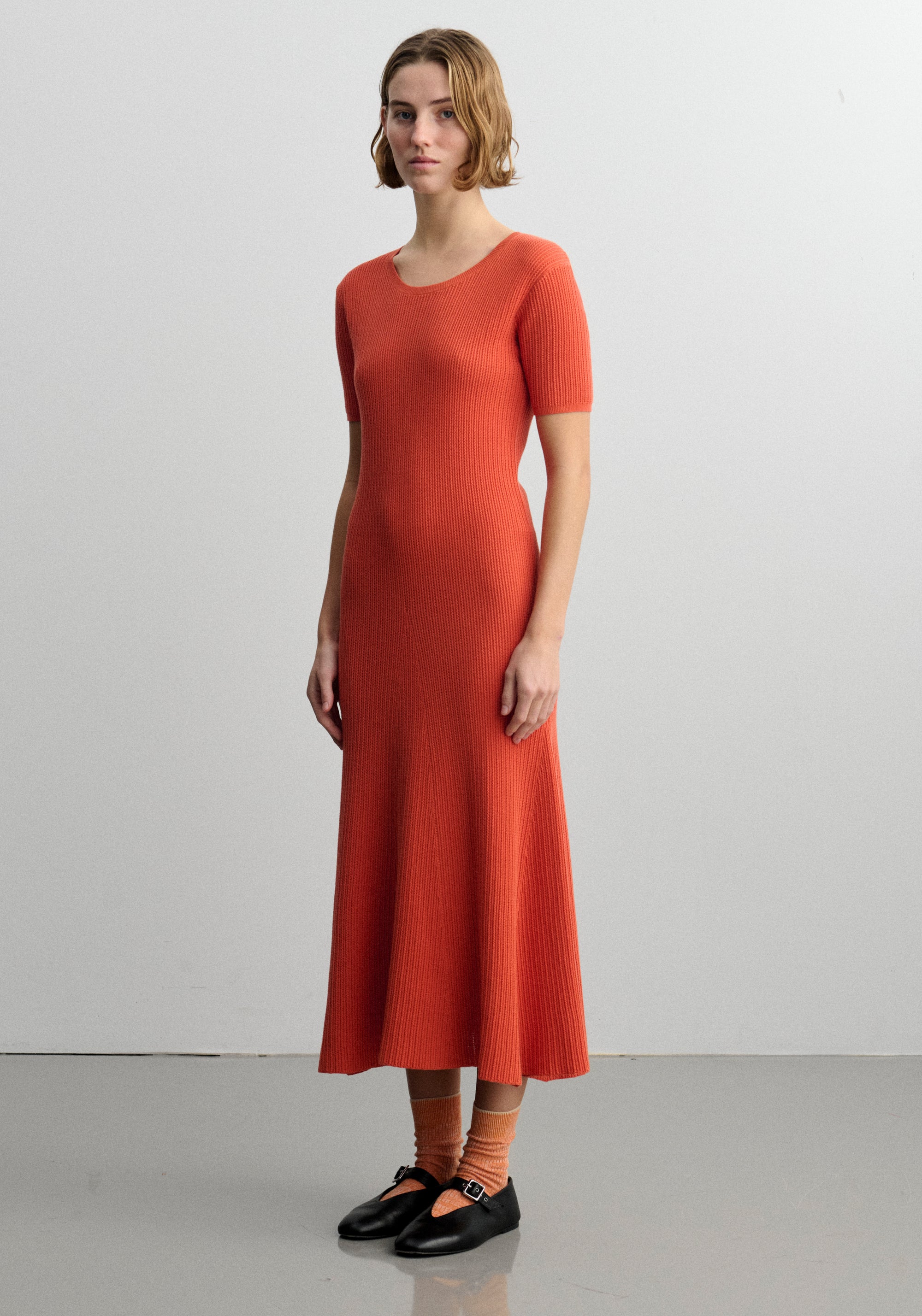 Rochie femei din bumbac - Rib extrafin Tangerine