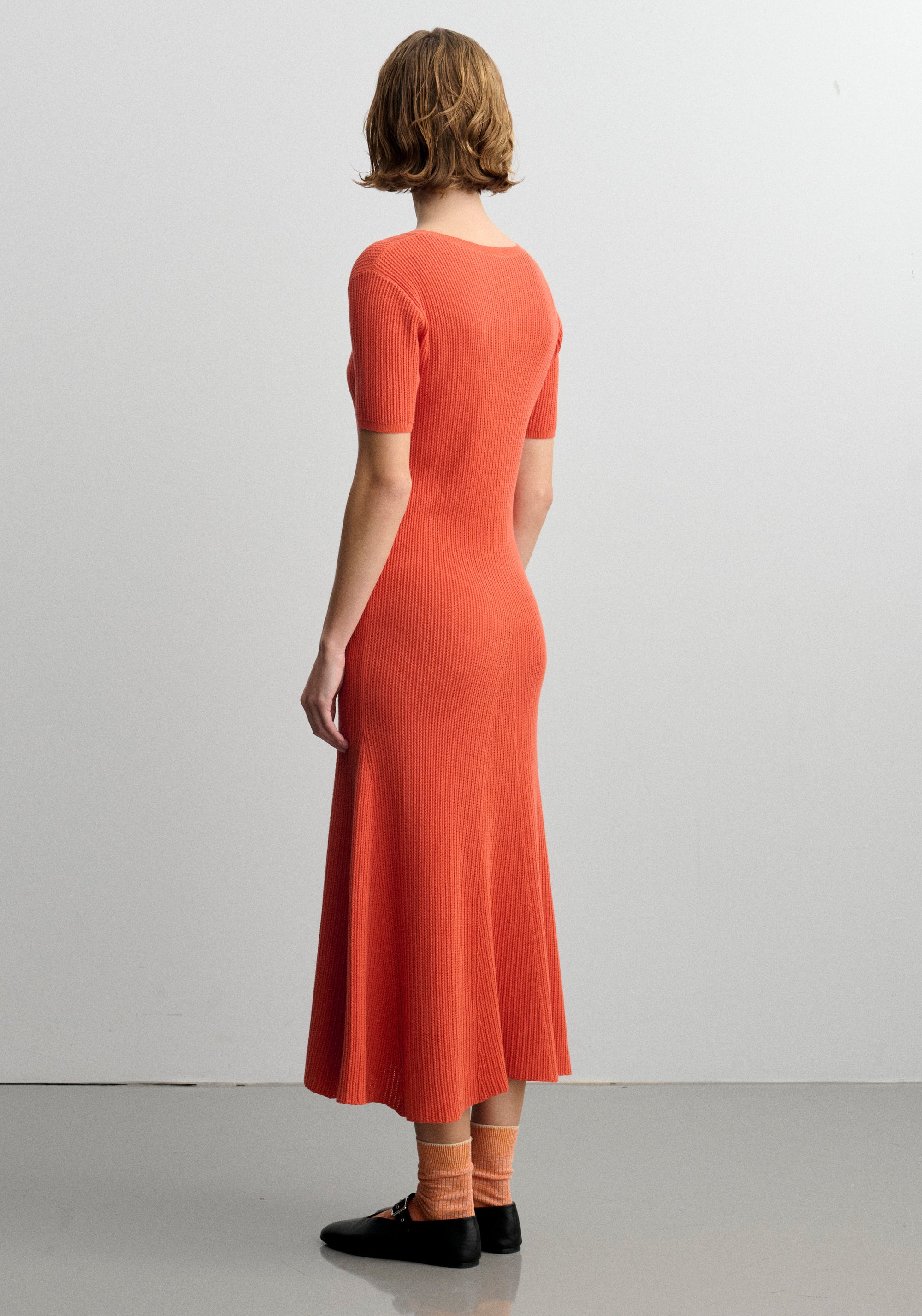 Rochie femei din bumbac - Rib extrafin Tangerine