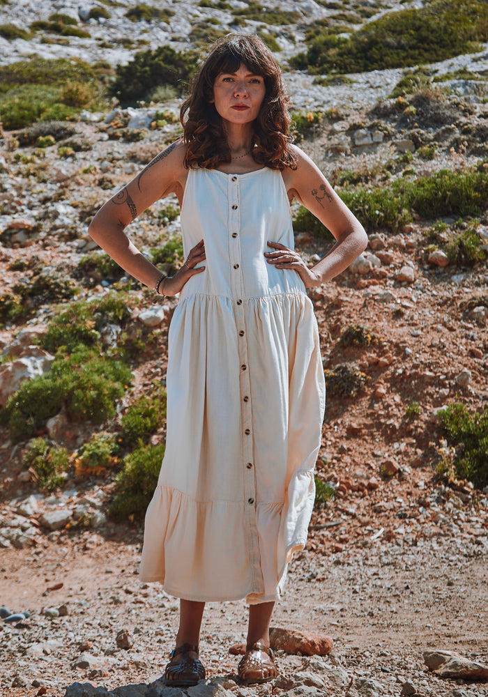 Rochie femei din muselină dublă de bumbac - Celosie Double Cream