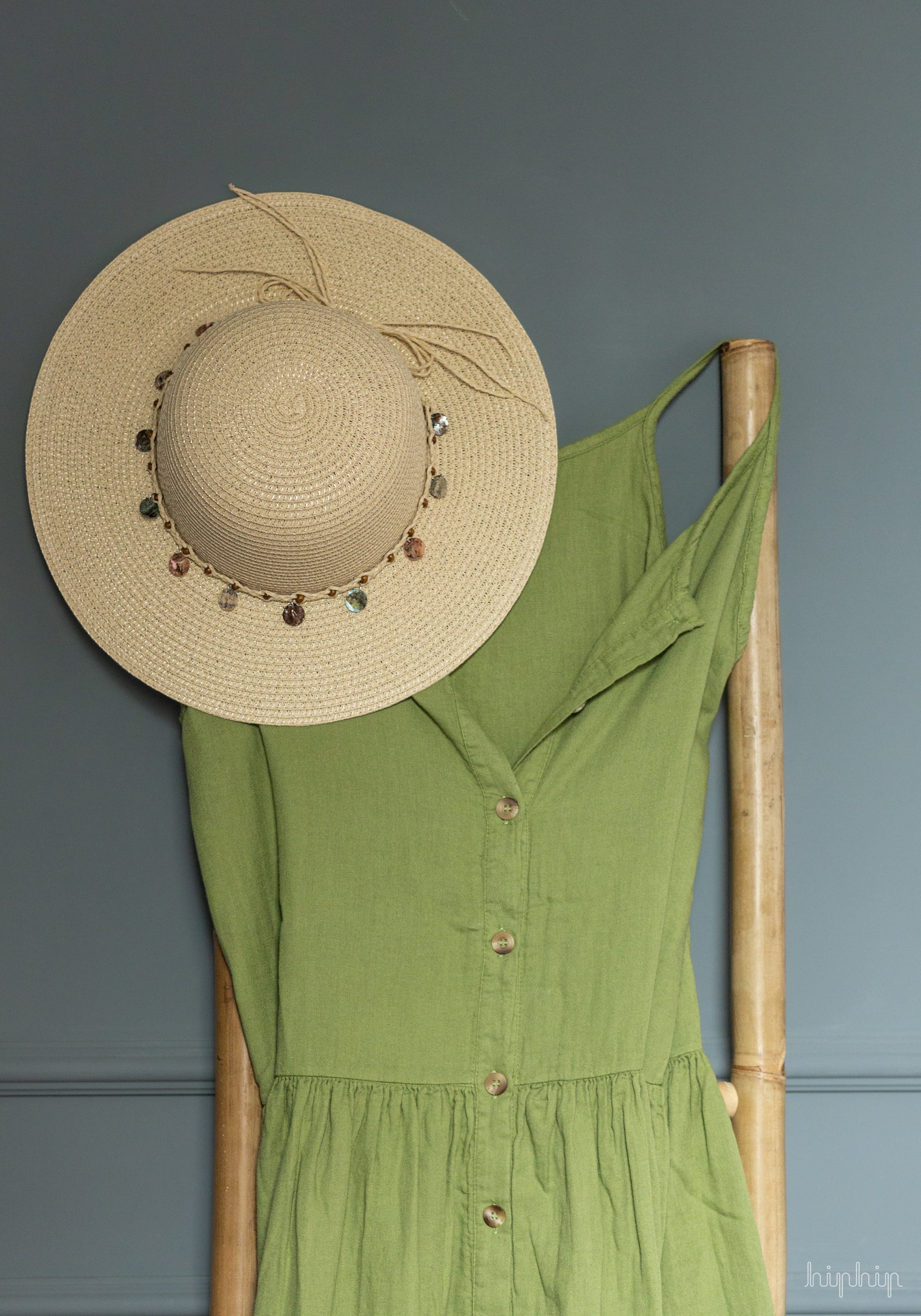 Rochie femei din muselină dublă de bumbac - Celosie Turtle Green