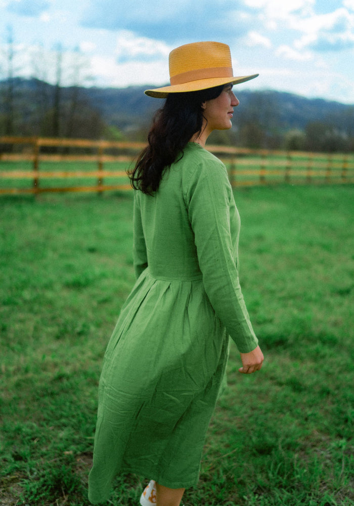 Rochie femei din muselină dublă de bumbac - Ipomee Turtle Green
