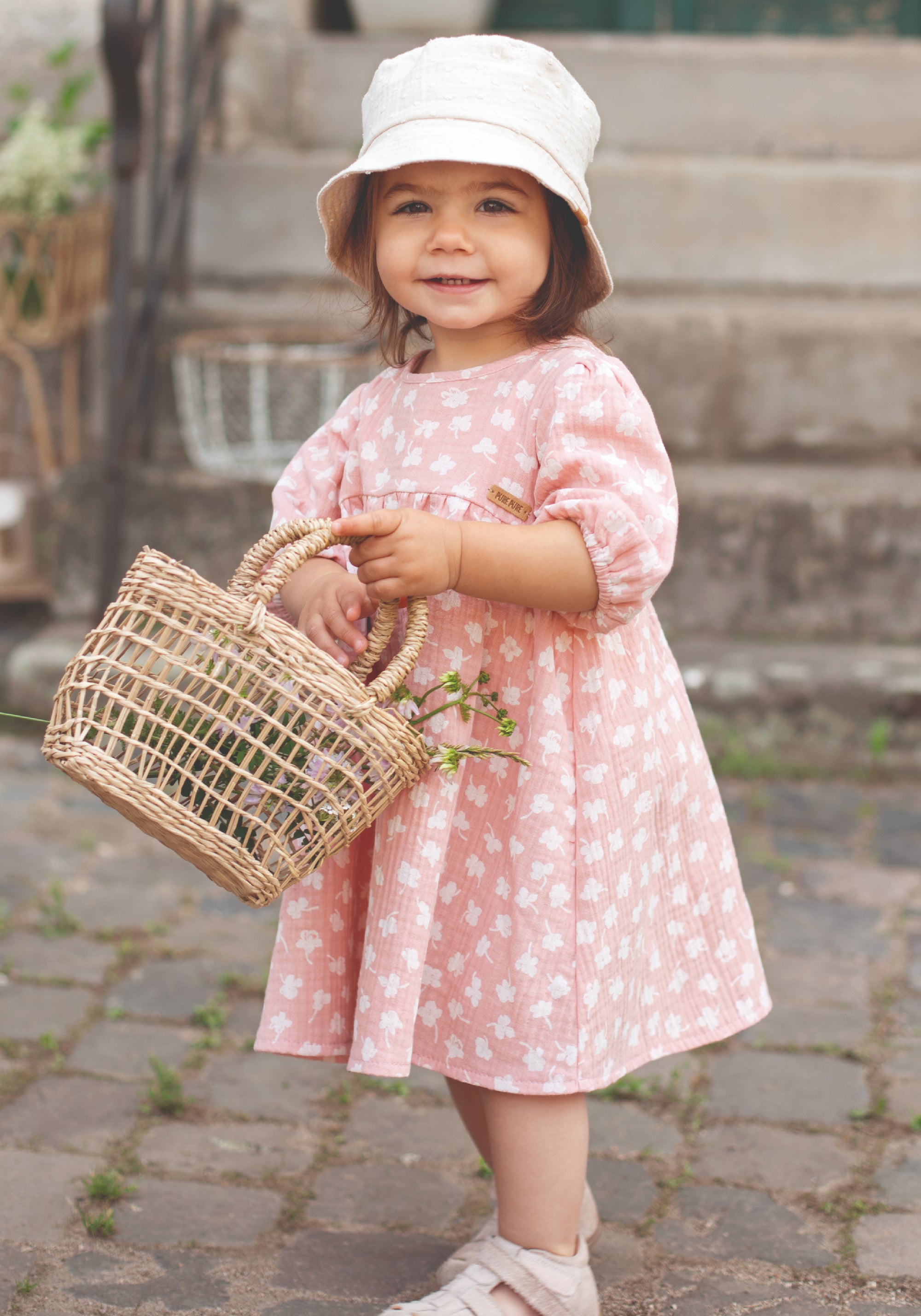 Pălărie bucket muselină dublă din bumbac - Oat